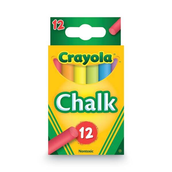 Chalk, 3 X 0.38 Diameter, 6 Assorted Colors, PK12